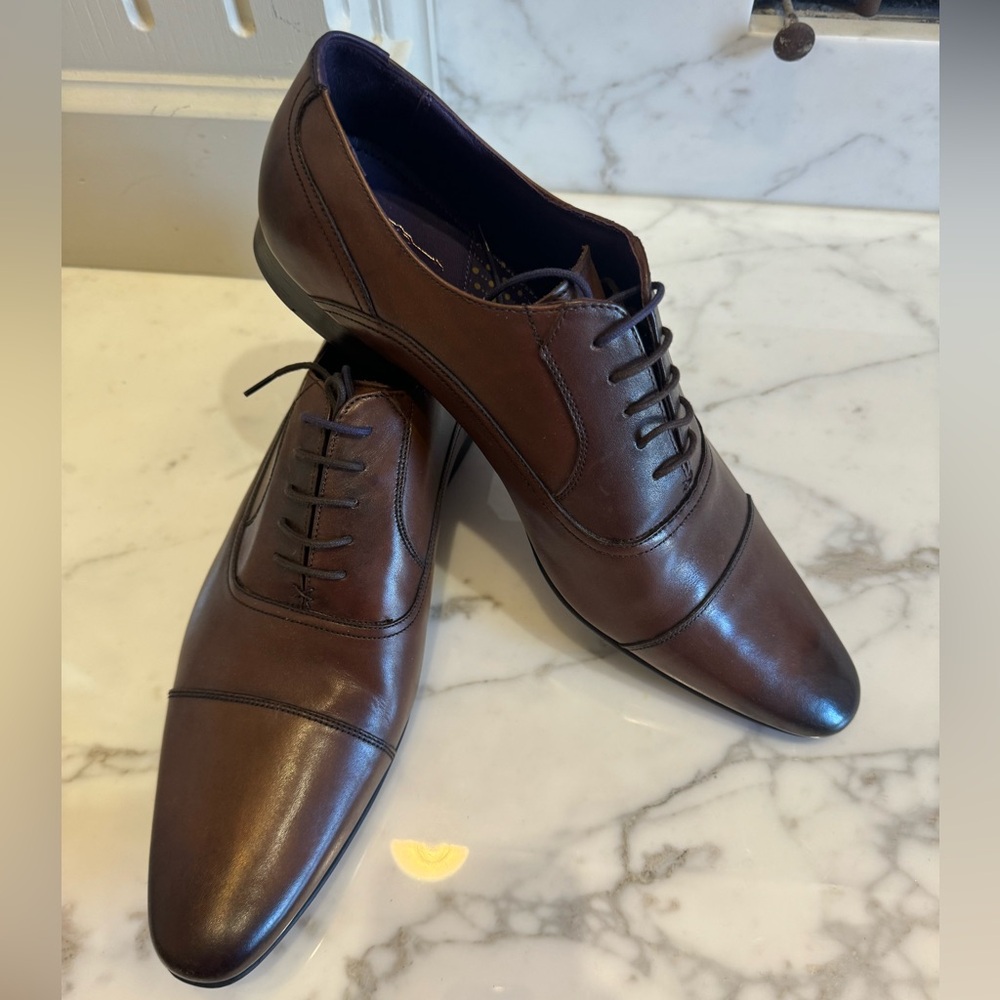 Brand new Ted baker tan brown leather dress shoes with laces size 47 Oxford lace
